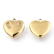 304 Stainless Steel Pendant Rhinestone Settings, Heart, Nickel Free, Real 14K Gold Plated, Fit For 2mm and 2x4mm Rhinestone, 14x14x4mm, Hole: 1.5mm(STAS-T060-59G)