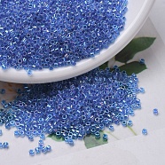 MIYUKI Delica Beads, Cylinder, Japanese Seed Beads, 11/0, (DB0077) Blue Lined Crystal AB, 1.3x1.6mm, Hole: 0.8mm, about 2000pcs/10g(X-SEED-J020-DB0077)