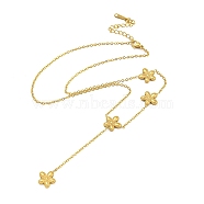 Brass Flower Tassel Pendant Necklaces, Cable Chain Necklaces for Women, Real 18K Gold Plated, 19.69 inch(50cm)(NJEW-B115-02G)