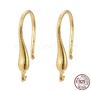 925 Sterling Silver Earring Hooks, with 925 Stamp, Golden, 16x2.5x2mm, Hole: 1mm, 20 Gauge, Pin: 0.8mm(STER-K168-101G)