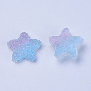 Translucen Resin Cabochons, Imitation Jelly, Two Tone, Star, Light Sky Blue, 17~17.5x17.5~18x6~6.5mm(RESI-TAC0002-01F)
