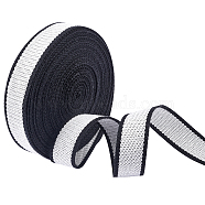 Polyester Braid Ribbon, Flat, Stripe Pattern, Garment Accessories, White, 1-1/4 inch(32x1mm), about 10 yards/bundle(OCOR-WH0068-31A)