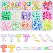 250Pcs Oval Link Rings, with 3Pcs Shoe Pendants and 7Pcs Bowknot Pendants, for DIY Children's Day Themed Resin Bracelet Making Kits, Mixed Color, 16x11x5mm(DIY-WH0223-01A)