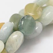 Oval Natural Aquamarine Bead Strands, 10x8x5mm, Hole: 1mm, about 40pcs/strand, 15.7 inch(G-O139-02C)