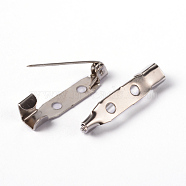 Iron Brooch Findings, Back Bar Pins, with Two Holes, Platinum, 25x5mm, Pin: 0.8mm, Hole: 2mm(X-IFIN-S525-25mm)