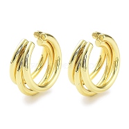 Brass Cuff Earrings, Split Non Piercing Earrings, Real 18K Gold Plated, 22x12mm(EJEW-D088-18G)