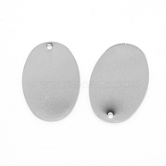 Brass Pendants, Stamping Blank Tag, Oval, Silver, 27x18x1mm, Hole: 1mm(KK-WH0034-66S)