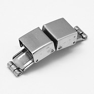 Rectangle 201 Stainless Steel Watch Band Clasps, Stainless Steel Color, 34x10x8mm, Hole: 3x9mm(STAS-F067-04)