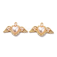 Plastic Imitation Pearl Pendants, with Zinc Alloy Findings, Heart with Wind, Golden, 20x35.5x6mm, Hole: 1.8mm(FIND-I017-06G)