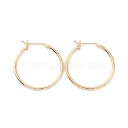 Ion Plating(IP) Brass Huggie Hoop Earrings for Women, Real 18K Gold Plated, 15 Gauge, 25x25x1.5mm, Pin: 0.8mm(X-EJEW-A083-01G)