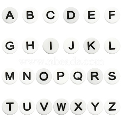 Silicone Beads, LetterA~Z, Focal Beads, White, 15x5mm, Hole: 2mm, 26pcs/set(SIL-CJC0031-002)