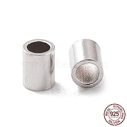 Rhodium Plated 925 Sterling Silver Spacer Tube Beads, Column, Platinum, 2x1.5mm, Hole: 1mm, about 588pcs(10g)/bag(STER-Z006-01C-P)