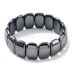 Non-Magnetic Synthetic Hematite Beaded Stretch Bracelets, Tile Bracelet, Rectangle, Inner Diameter: 2-1/4 inch(5.75cm), Bead: 19x12mm(BJEW-H589-02C)