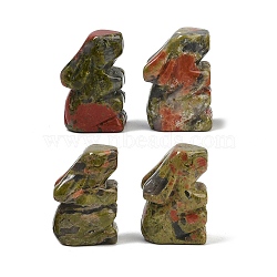 Natural Unakite Rabbit Display Decorations, Figurine Home Decoration, Feng Shui Energy Stone Gift for Home Office Desktop Decoration, 25.5~27.5x16.5~19.5x11.5~12.5mm(G-R007-02B)