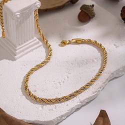 5MM Modern Two-Tone 304 Stainless Steel Rope Chain Necklaces for Women, Golden & Stainless Steel Color, 20.87 inch(53cm)(LW4390-1)