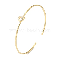 Rack Plating Brass Micro Pave Clear Cubic Zirconia Letter Open Cuff Bangles, Torque Bangles for Women, Real 18K Gold Plated, Lead Free & Cadmium Free, Letter Q, Inner Diameter: 1-7/8x2-1/4 inch(4.8x5.8cm)(BJEW-A018-01G-Q)