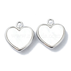 Acrylic Charms, with Alloy Finding, Heart Charms, White, 19x18x5mm, Hole: 2mm(MACR-U007-02B-P)