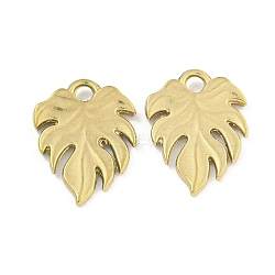 Ion Plating(IP) 304 Stainless Steel Pendants, Leaf Charm, Real 18K Gold Plated, 19.5x15x2.5mm, Hole: 2.5mm(STAS-I307-547G)