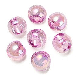 UV Plating Rainbow Iridescent Acrylic Beads, Round, Top Drilled, Violet, 20x20x20mm, Hole: 3mm(OACR-G012-06C)