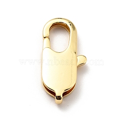 Brass Lobster Claw Clasps, Cadmium Free & Lead Free, Oval, Real 18K Gold Plated, 26x12x4.5mm(KK-G416-14G)