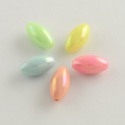AB Color Plated Rice Acrylic Beads, Mixed Color, 7x14mm, Hole: 1.5mm(X-SACR-Q106-09)