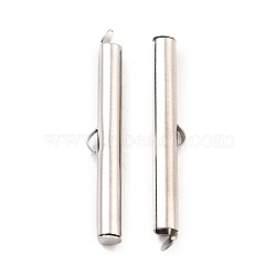 304 Stainless Steel Slide On End Clasp Tubes, Slider End Caps, Stainless Steel Color, 35x6x4mm, Hole: 3.5mm, Inner Diameter: 3mm(STAS-C044-08E-P)