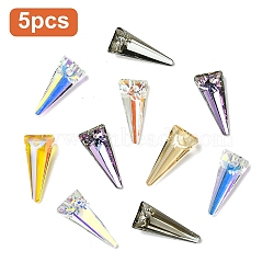 5Pcs K9 Glass Rhinestone Pendants, Imitation Austrian Crystal, Faceted, Triangle, Mixed Color, 18x8x4mm, Hole: 1.6mm(GLAA-YW0004-89)