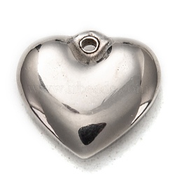 Non-Tarnish 304 Stainless Steel Pendants, Heart, Stainless Steel Color, 15.5x16.5x4.5mm, Hole: 1.6mm(STAS-I170-34A)