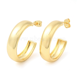 Brass Round Stud Earrings, Half Hoop Earrings, Long-Lasting Plated, Lead Free & Cadmium Free, Real 18K Gold Plated, 29x7.5mm(EJEW-K251-04G)