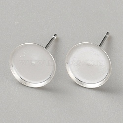 925 Sterling Silver Studs Earrings Finding, Round, Platinum, 8mm, Inner Diameter: 7.5mm, Pin: 10.5x0.7mm(STER-WH0061-26B)