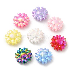 UV Plating Opaque Acrylic Beads, Luminous Beads, Iridescent, Sunflower, Mixed Color, 19.5~20x8mm, Hole: 2mm(SACR-L005-01)