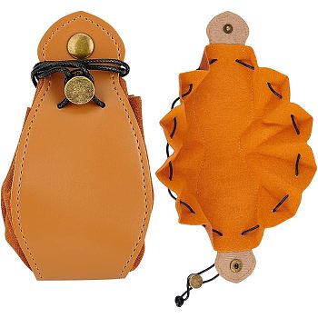 PU Imitation Leather Storage Bag, Dice Bag, Vintage Wallet, with Wax Rope Drawstring and Alloy Snap Closure, Peru, 34.2cm