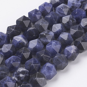 Natural Sodalite Beads Strands, Faceted, Round, 8x7mm, Hole: 1mm, about 49pcs/strand, 15.3 inch(39cm)