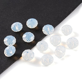 Glass Imitation Austrian Crystal Beads, Faceted, Rondelle, White, 8x5~5.5mm, Hole: 1.2~1.5mm