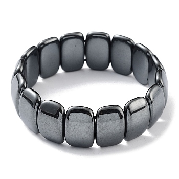Non-Magnetic Synthetic Hematite Beaded Stretch Bracelets, Tile Bracelet, Rectangle, Inner Diameter: 2-1/4 inch(5.75cm), Bead: 19x12mm