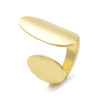 Rack Plating Brass Cuff Rings, Long-Lasting Plated for Women, Lead Free & Cadmium Free, Real 18K Gold Plated, US Size 8 1/2(18.5mm)