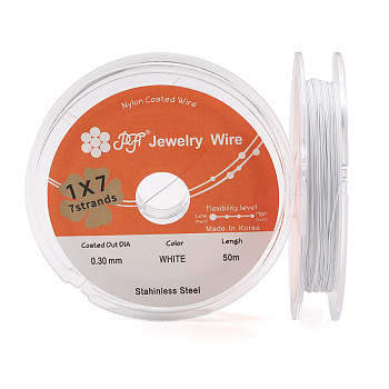 50M Soft Stainless Steel Wire, with Spool, Round, Silver, 0.3mm, about 164.04 Feet(50m)/Roll