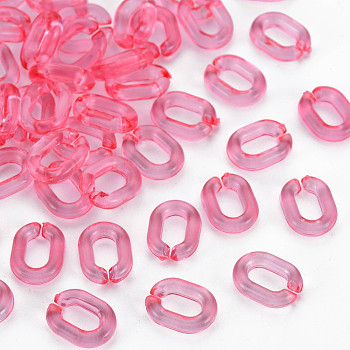 Transparent Acrylic Linking Rings, Quick Link Connectors, For Jewelry Chains Making, Oval, Camellia, 10x7.5x2.5mm, Hole: 3x5.5mm