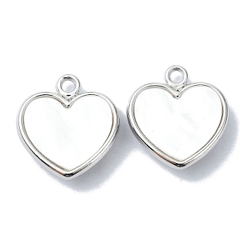 Acrylic Charms, with Alloy Finding, Heart Charms, White, 19x18x5mm, Hole: 2mm