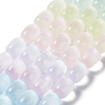 Natural Selenite Beads Strands, Dyed, Macaron Color Drum Beads, Colorful, 8x12mm, Hole: 1mm, about 32pcs/strand, 14.96~15.35''(38~39cm)