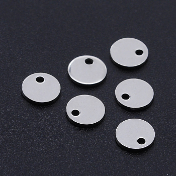 201 Stainless Steel Laser Cut Charms, Blank Stamping Tag, Flat Round, Stainless Steel Color, 6x1mm, Hole: 1.2mm