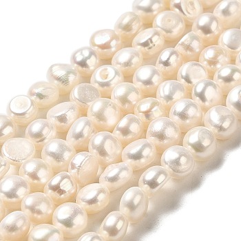 Natural Cultured Freshwater Pearl Beads Strands, Two Sides Polished, Grade 3A, PapayaWhip, 7~7.5x7~7.5x6~7mm, Hole: 0.5mm, about 49pcs/strand, 12.80~12.99 inch(32.5~33cm)
