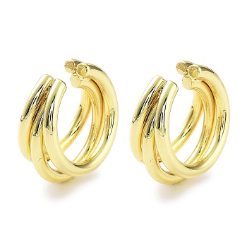 Brass Cuff Earrings, Split Non Piercing Earrings, Real 18K Gold Plated, 22x12mm