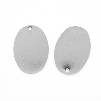 Brass Pendants, Stamping Blank Tag, Oval, Silver, 27x18x1mm, Hole: 1mm