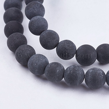 Natural Black Stone Bead Strands(G-R193-01-6mm)-3