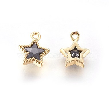 Golden Tone Brass Micro Pave Cubic Zirconia Charms(ZIRC-L075-13A-G)-2