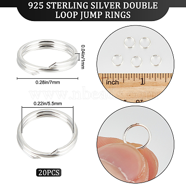beebeecraft 20pcs 925 anneaux ouverts à double boucle en argent sterling(STER-BBC0002-11B-S)-2