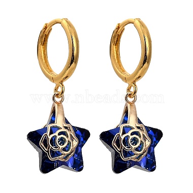 Medium Blue Star Glass Earrings
