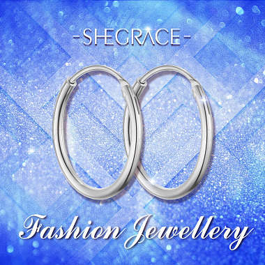 SHEGRACE 925 Sterling Silver Hoop Earrings(JE670A-01)-4
