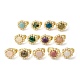 Ion Plating(IP) Natural Mixed Gemstone Hexagon Adjustable Ring with Plastic Pearl Beaded(RJEW-E075-03G)-1